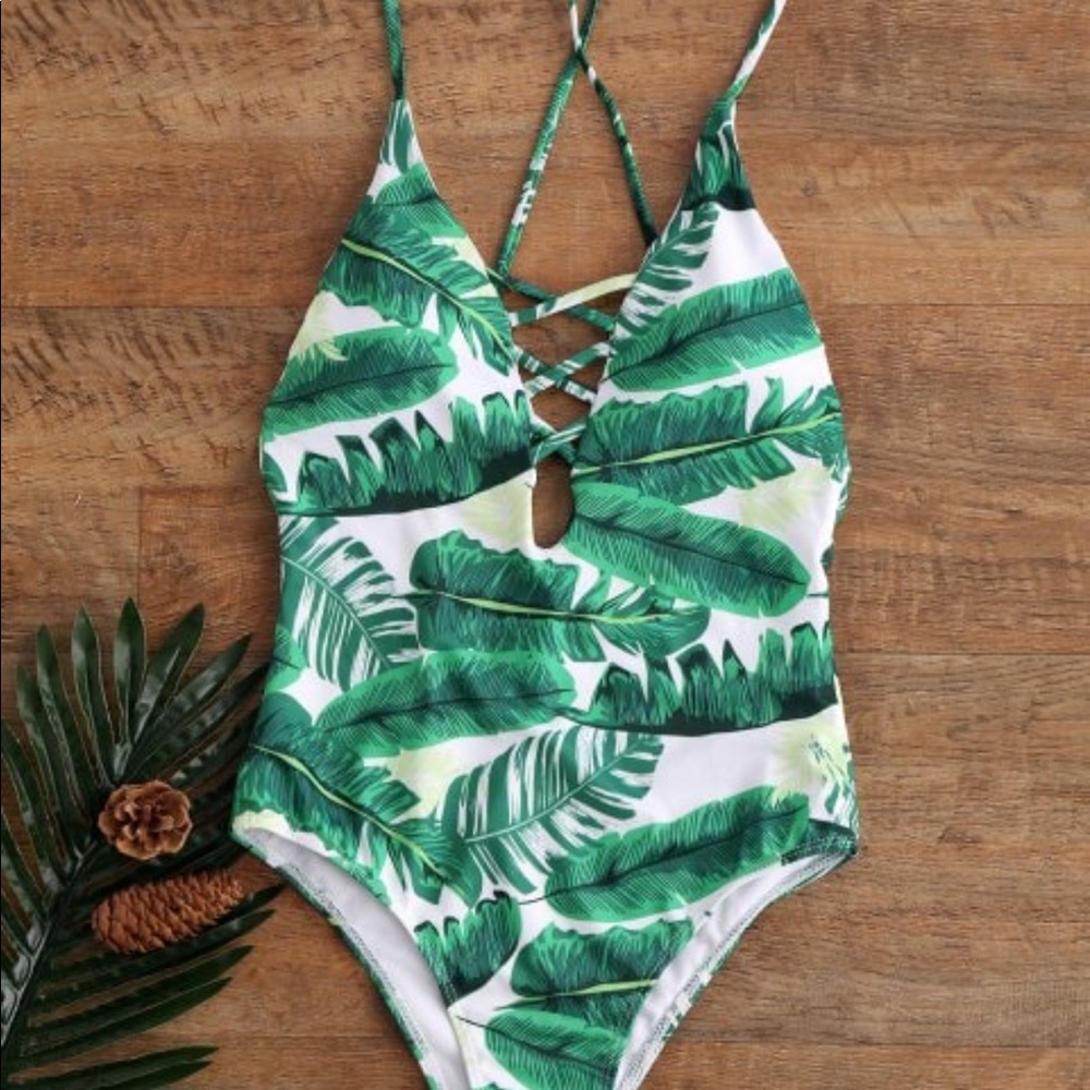 Palm leaf swimsuit (Zaful)